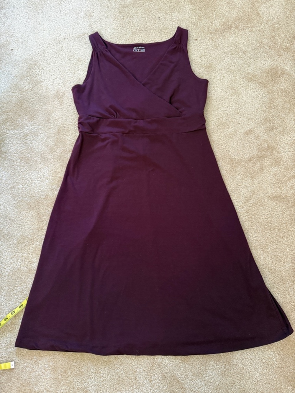 Eddie Bauer Sleeveless Wrap-Front Midi Dress in Plum. Size L. EUC